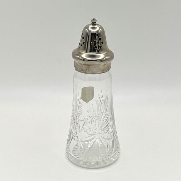 Vintage Edinburgh Scotland Crystal Muffineer Sugar Shaker Cut Glass Silverplated - Picture 3 of 11
